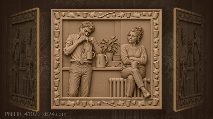 Employee shakes sugar into chipped mug 3d STL model