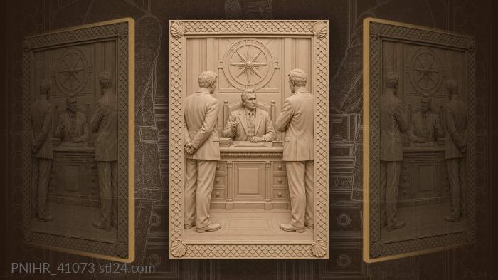 Chief directs two men across desk 3d STL model