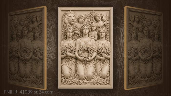 Wreath bearers with children behind 3d STL model
