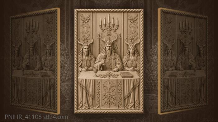 Horned nobles seal an oath at dinner 3d STL model