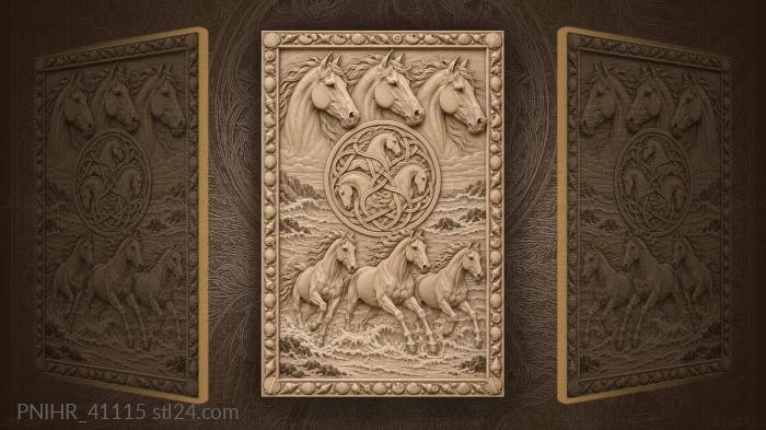 Majestic horses heads galloping freely 3d STL model