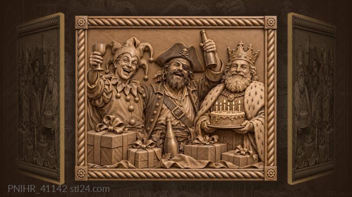 Gifts and champagne below the revellers 3d STL model