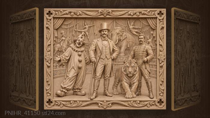 Circus performers with majestic tiger 3d STL model
