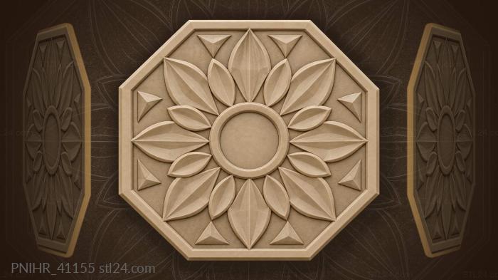 Floral octagon mirror frame design 3d STL model