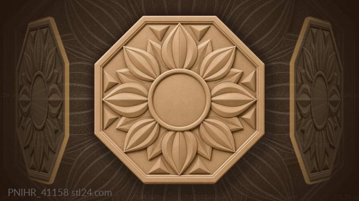 Rosette octagon mirror frame inscription 3d STL model