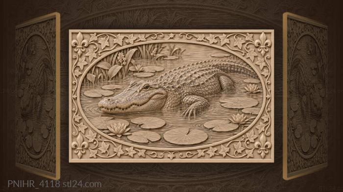 Alligator among lily pads serenity 3d STL model