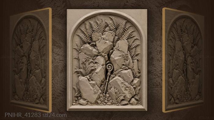 Rocky arch with lush ferns 3d STL model