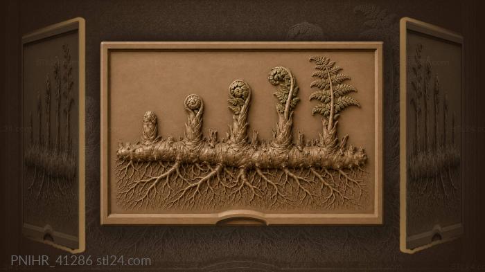 Fern rhizome with young shoots 3d STL model