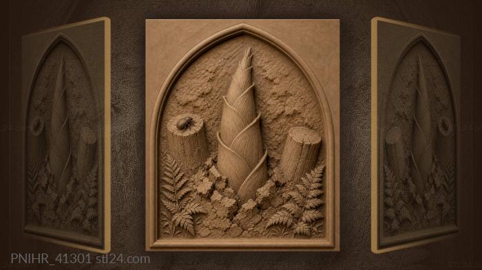 Bamboo sprout breaks through cracked earth 3d STL model
