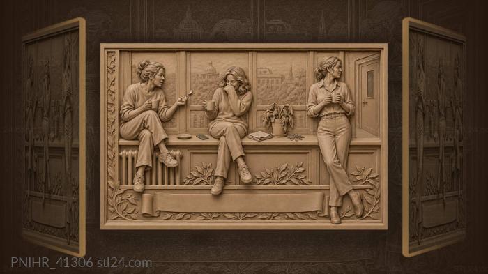Cozy window seat with friends 3d STL model