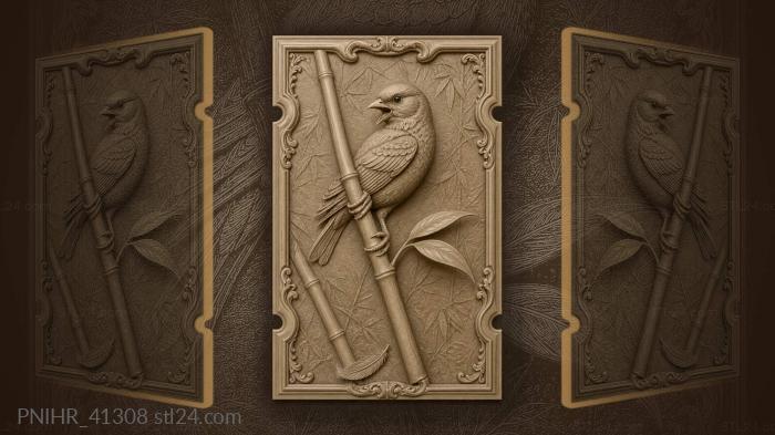 Bamboo bends while the sparrow calls 3d STL model