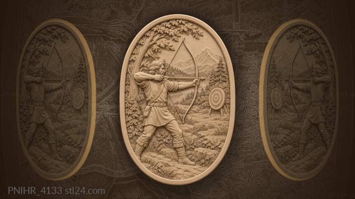 Archer drawing bow aiming target 3d STL model