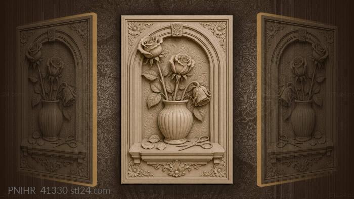 Roses in a fluted vase 3d STL model