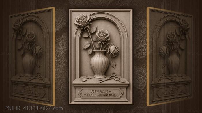 Roses in vase under arch 3d STL model
