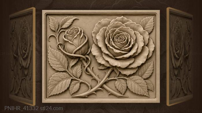 Two roses from single stem 3d STL model