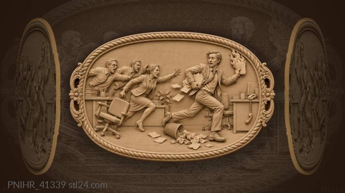 Manager fleeing office fire chaos 3d STL model
