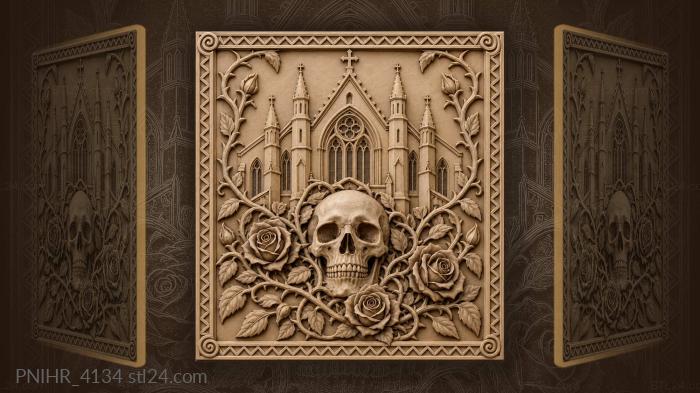 Crimson roses thorny church embrace 3d STL model
