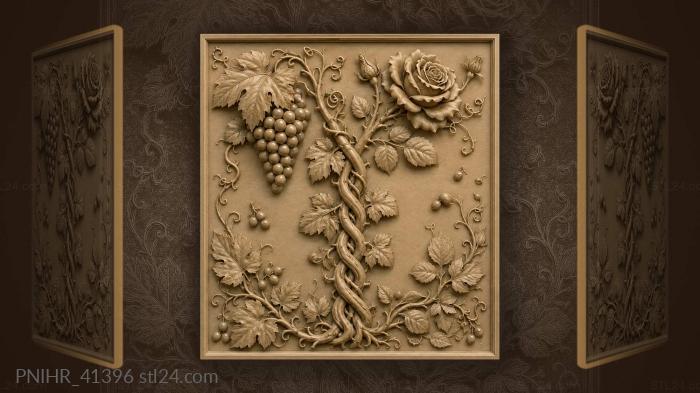 Grapevine and rose braided like rope 3d STL model