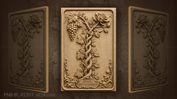 Rose and vine braid carrying a motto 3d STL model