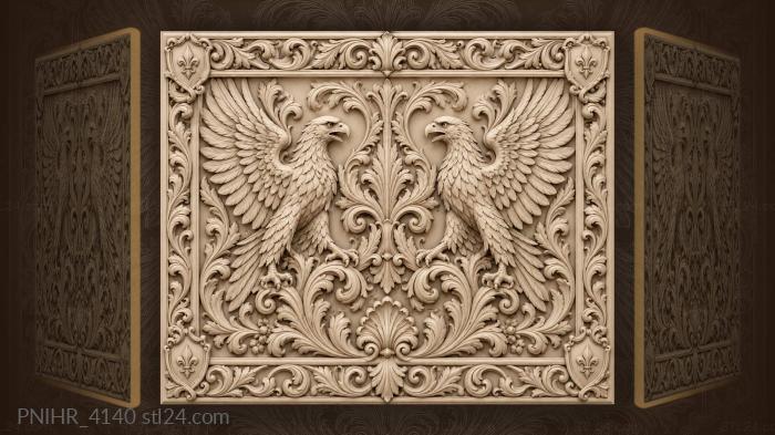 Acanthus leaves shield feather flourish 3d STL model
