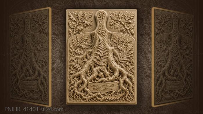 Roots trunk ferns acorns lettering 3d STL model