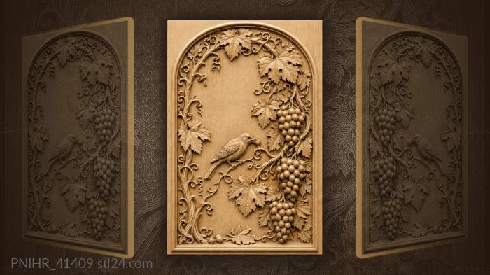 Three heavy bunches with a perched bird 3d STL model