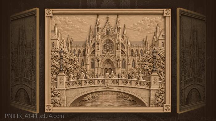 Cathedral bridge figures approaching symmetry 3d STL model
