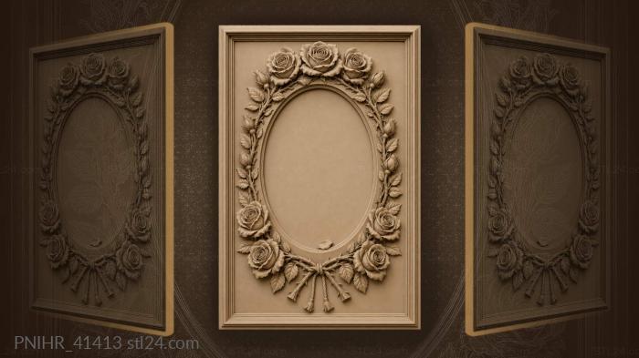 Romantic roses floral mirror surround 3d STL model