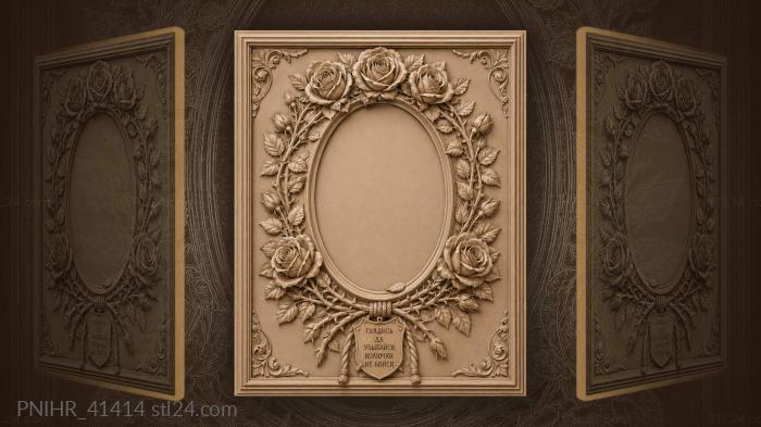 Roses garland oval mirror frame 3d STL model