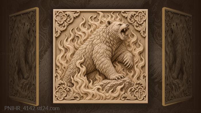 Bear stepping out of rising flames 3d STL model