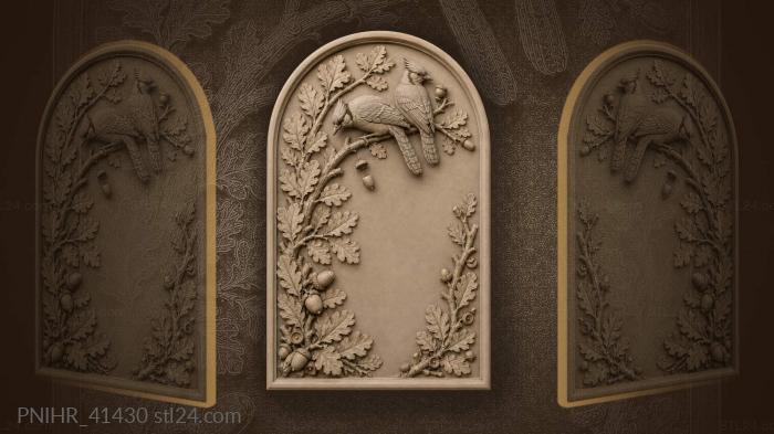 Acorn tumbles past birds in oak leaves 3d STL model