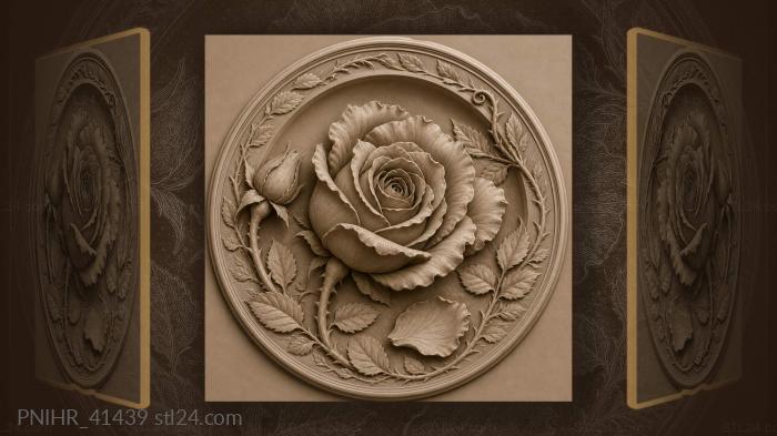 Single rose with budding stem 3d STL model