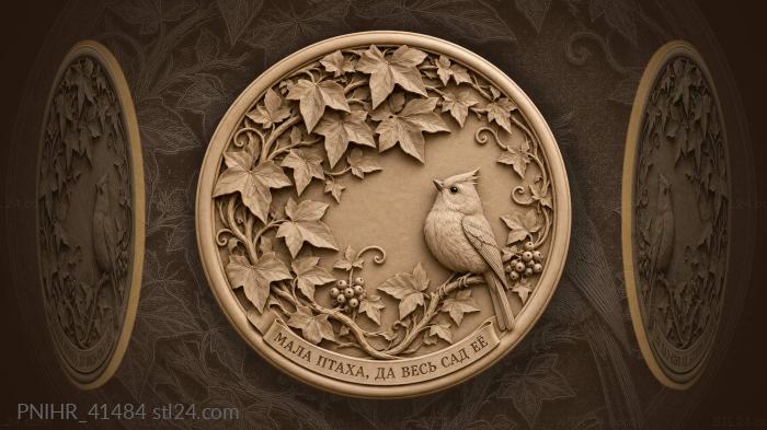 Twisting ivy shelters a titmouse near berries 3d STL model