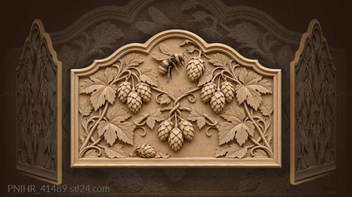 Bumblebee and blossoming hop vines 3d STL model