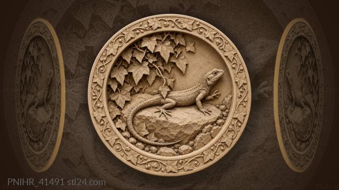 Lizard steps beneath hanging ivy 3d STL model