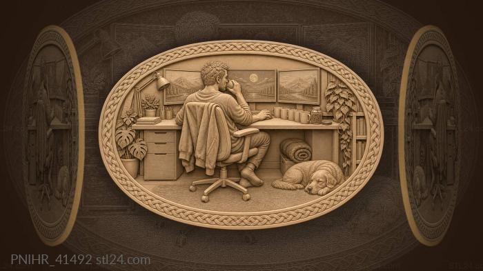 Night shift coder at work 3d STL model