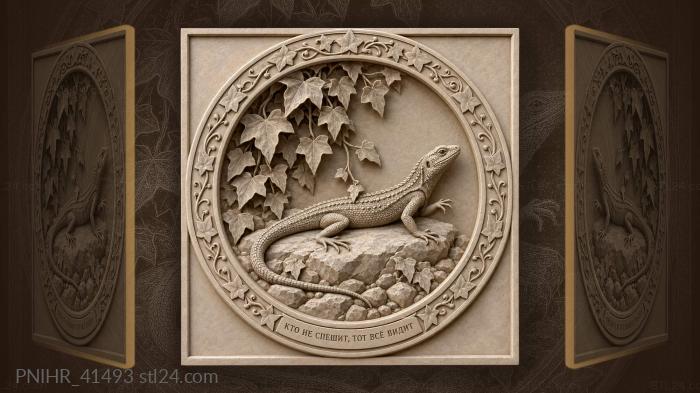 Lizard basking on warm stone 3d STL model
