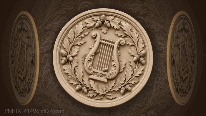 Lyre and floral garland harmony 3d STL model