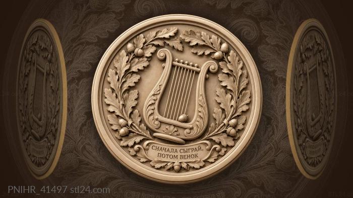 Lyre and floral garland embrace 3d STL model
