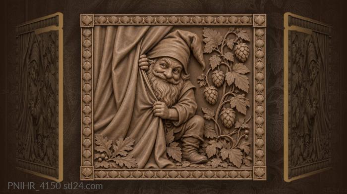 Playful gnome with hops and leaves 3d STL model