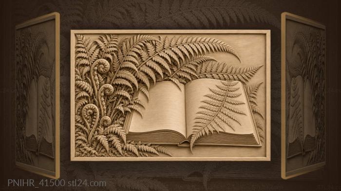 Open book and lush ferns 3d STL model
