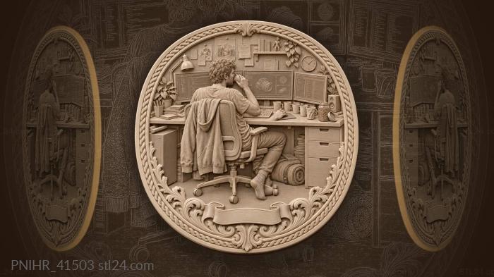 Night shift coder with coffee 3d STL model