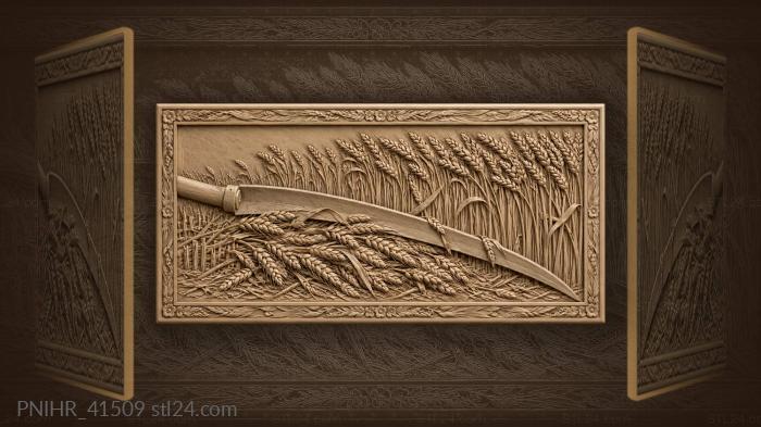 Harvest scythe golden grain field 3d STL model