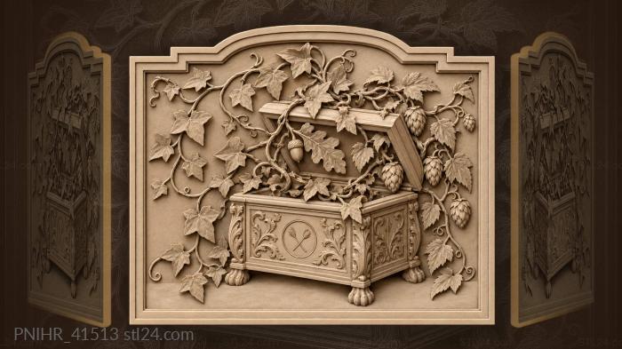 Hops overrun an open marked casket 3d STL model