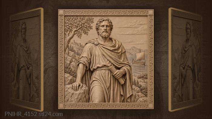 Solemn man with a ship on the horizon 3d STL model