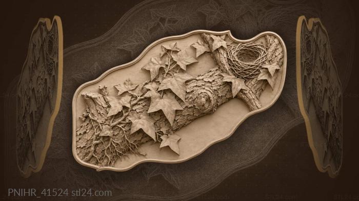Vine winds tightly along weathered wood 3d STL model