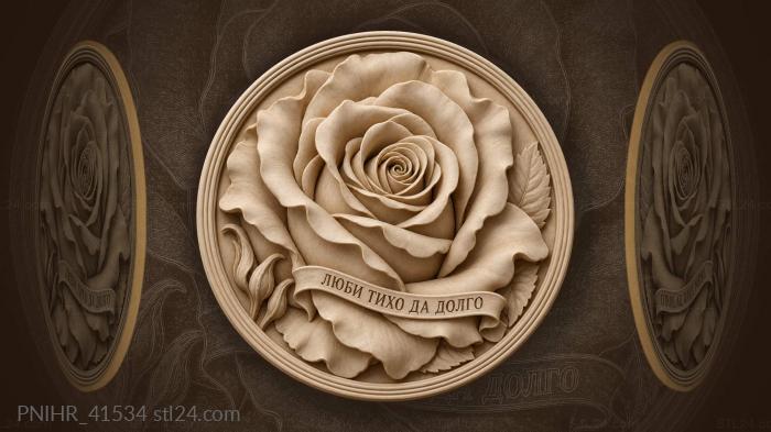 Blooming rose heart delicate petals 3d STL model