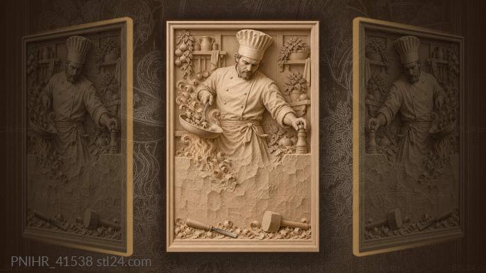 Rising cook reaches across the flame 3d STL model