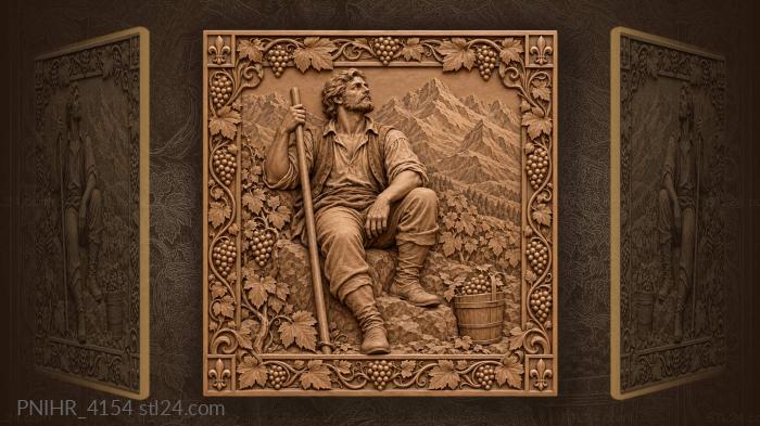 Shepherd with mountains and grapes 3d STL model