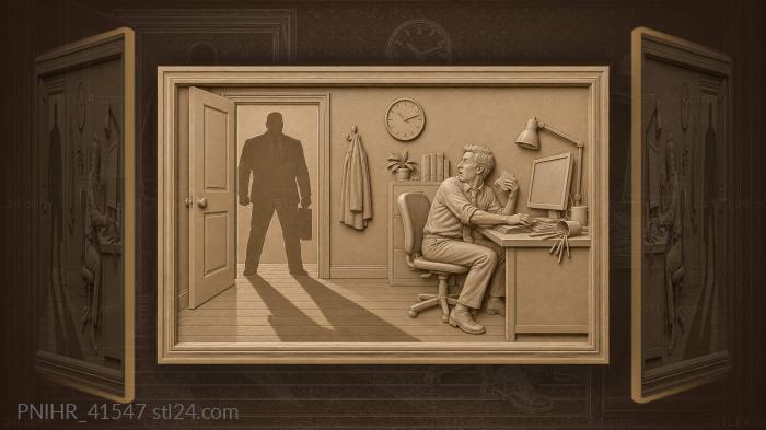 Office drama falling boss silhouette 3d STL model